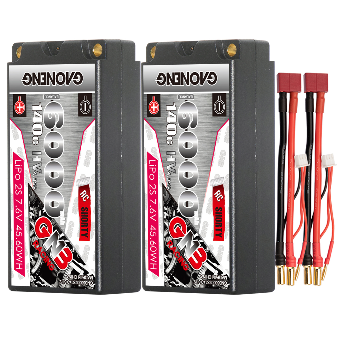 GAONENG GNB LiHV 2S 7.6V 6000mAh 140C Shorty 5mm Bullet Hard Case LiPo Battery