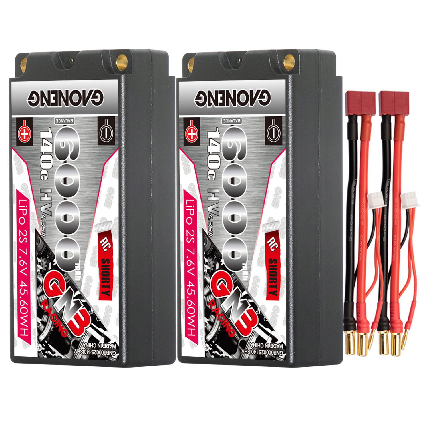 GAONENG GNB LiHV 2S 7.6V 6000mAh 140C Shorty 5mm Bullet Hard Case LiPo Battery