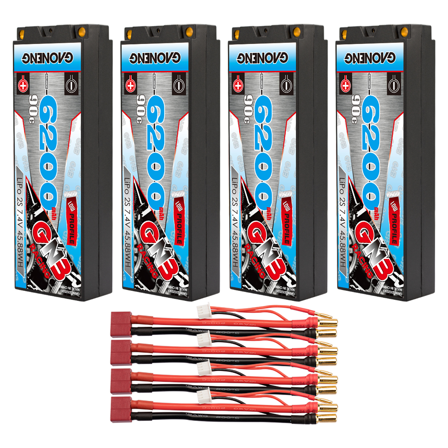 GAONENG GNB 2S 7.4V 6200mAh 90C 5mm Bullet Hard Case LiPo Battery