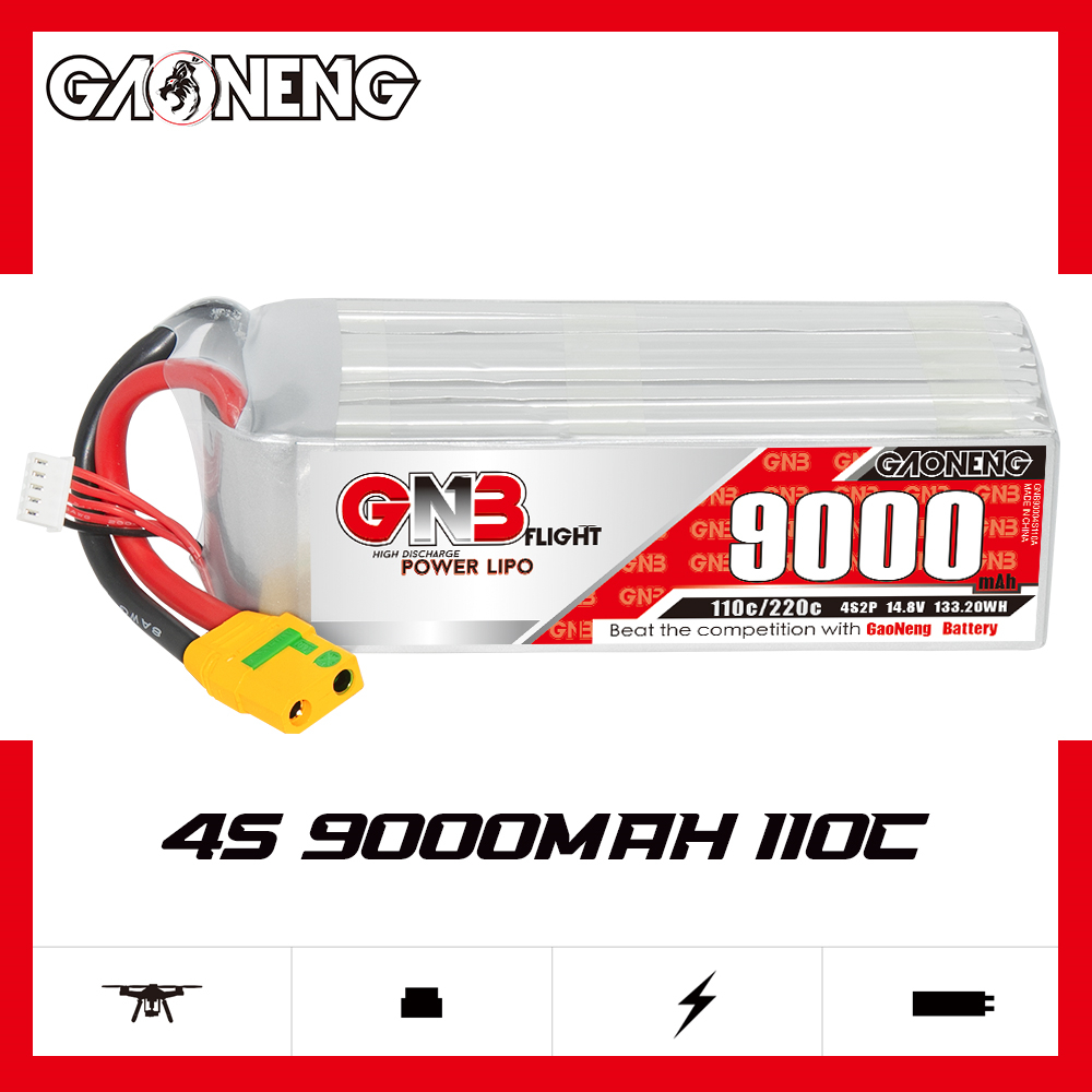 GAONENG GNB 4S 14.8V 9000mAh 110C RC LiPo Battery XT90S Anti Spark