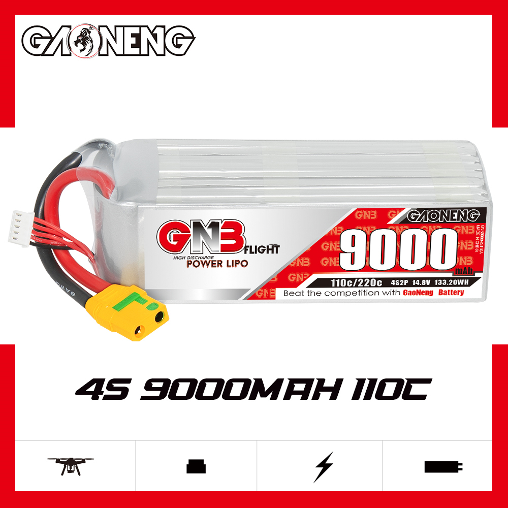 GAONENG GNB 4S 14.8V 9000mAh 110C RC LiPo Battery XT90S Anti Spark