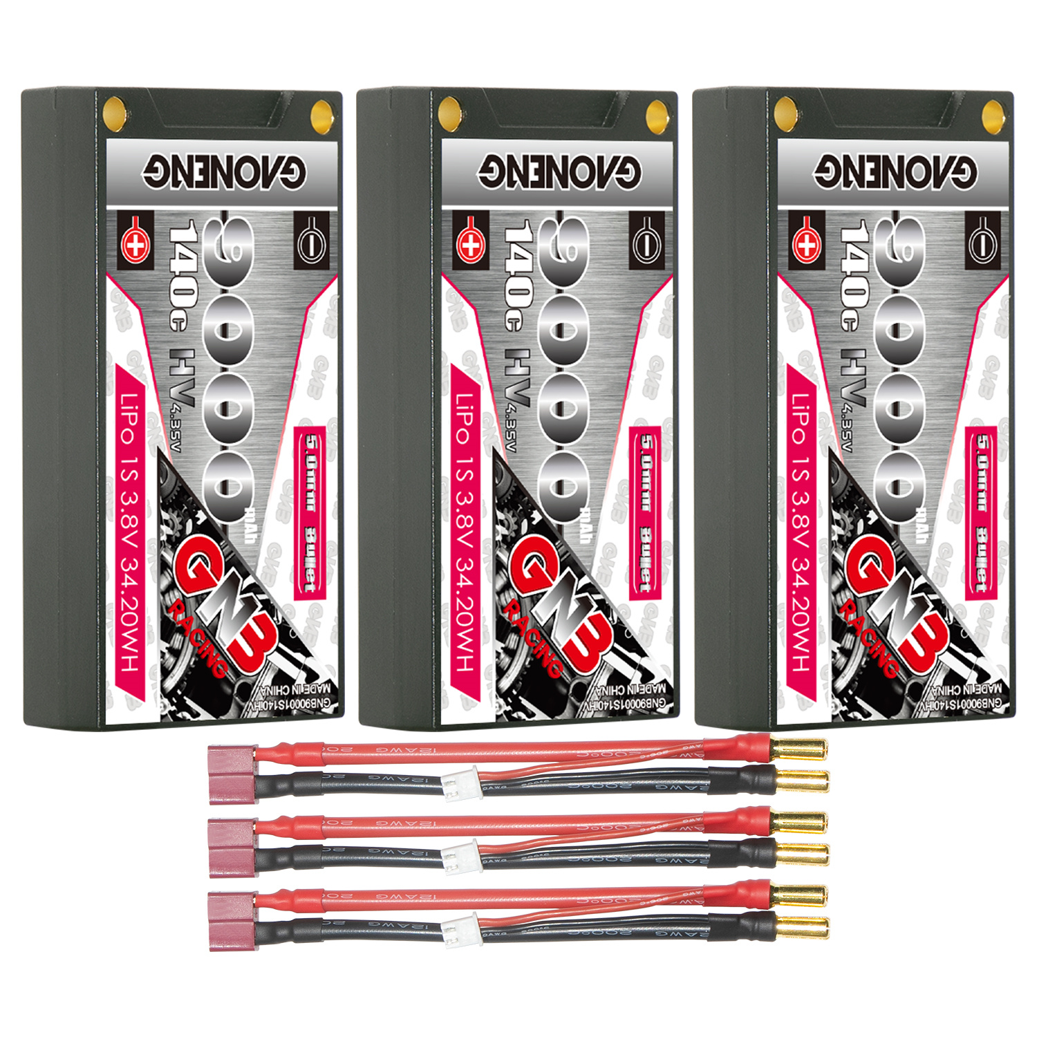 GAONENG GNB LiHV 1S 3.8V 9000mAh 140C 5mm Bullet Hard Case LiPo Battery