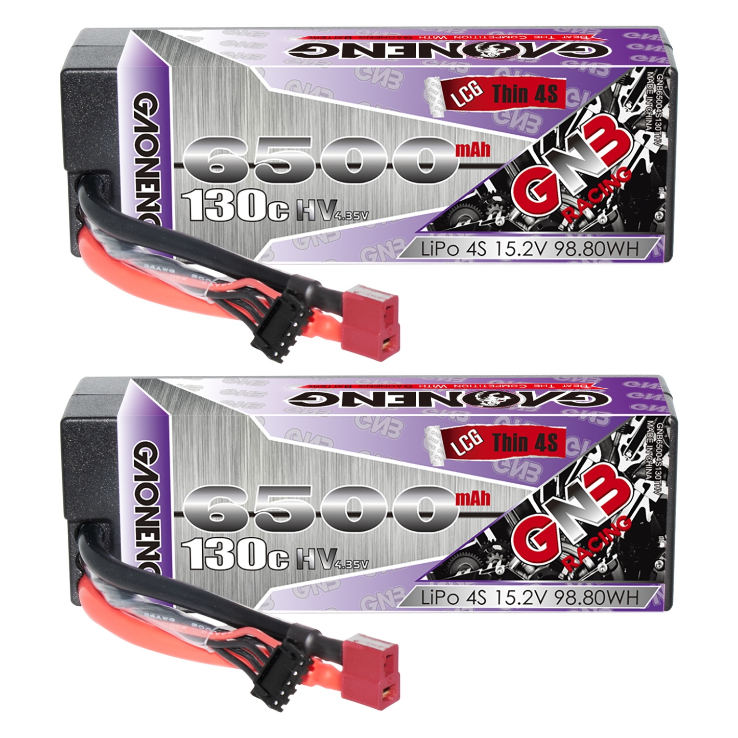 GAONENG GNB LiHV 4S 15.2V 6500mAh 130C LCG Cabled Hard Case LiPo Battery T-PLUG