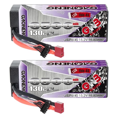 GAONENG GNB LiHV 4S 15.2V 6500mAh 130C LCG Cabled Hard Case LiPo Battery T-PLUG