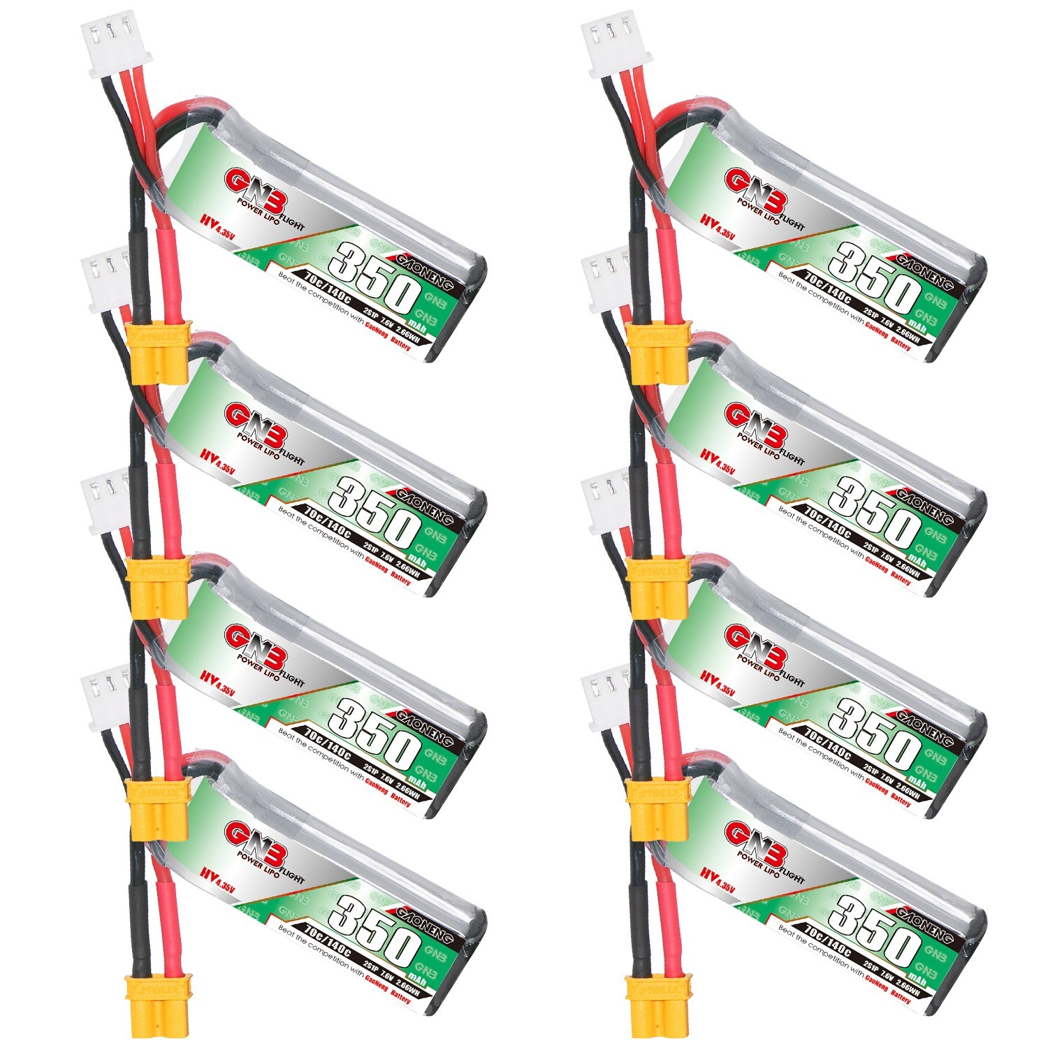 GAONENG GNB LiHV 2S 7.6V 350mAh 70C LiPo Battery XT30