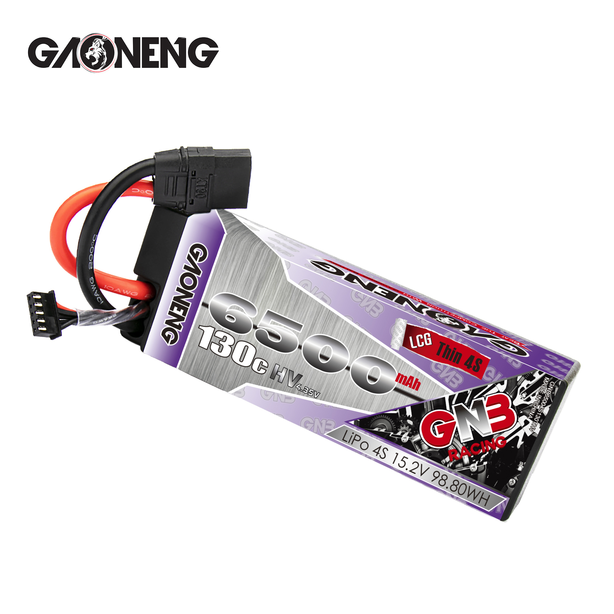 1PCS - GAONENG GNB LiHV 4S 15.2V 6500mAh 130C Hard Case LCG LiPo Battery XT90