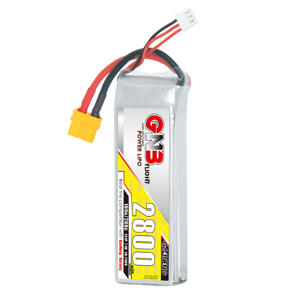 2PCS - GAONENG GNB 2S 7.4V 2800mAh 100C LiPo Battery XT60 Connector