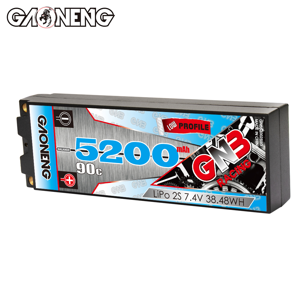 1PCS - GAONENG GNB 2S 7.4V 5200mAh 90C 5mm Bullet Hard Case LiPo Battery T-Plug