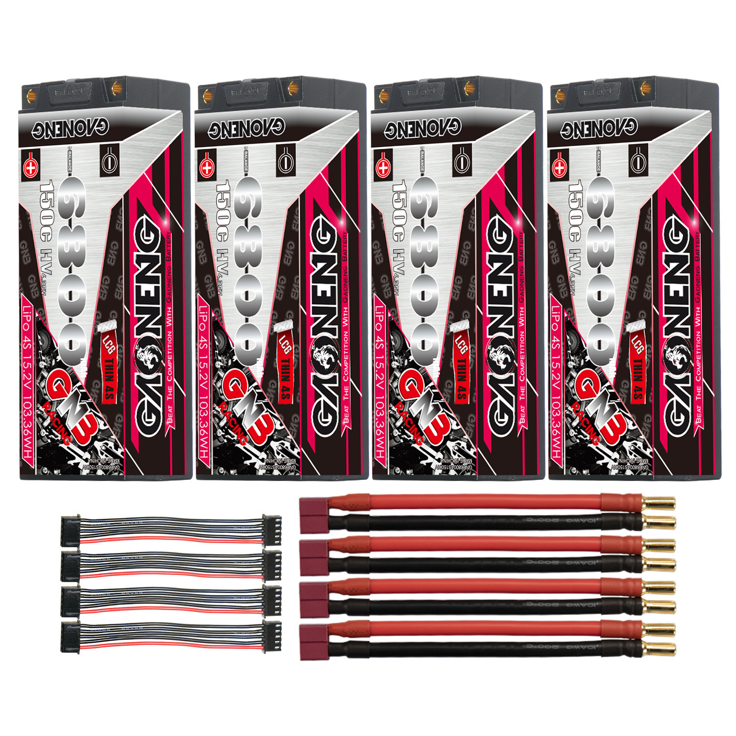 GAONENG GNB LiHV 4S 15.2V 6800mAh 150C 5mm Bullet LCG Thin 4S Hard Case LiPo Battery