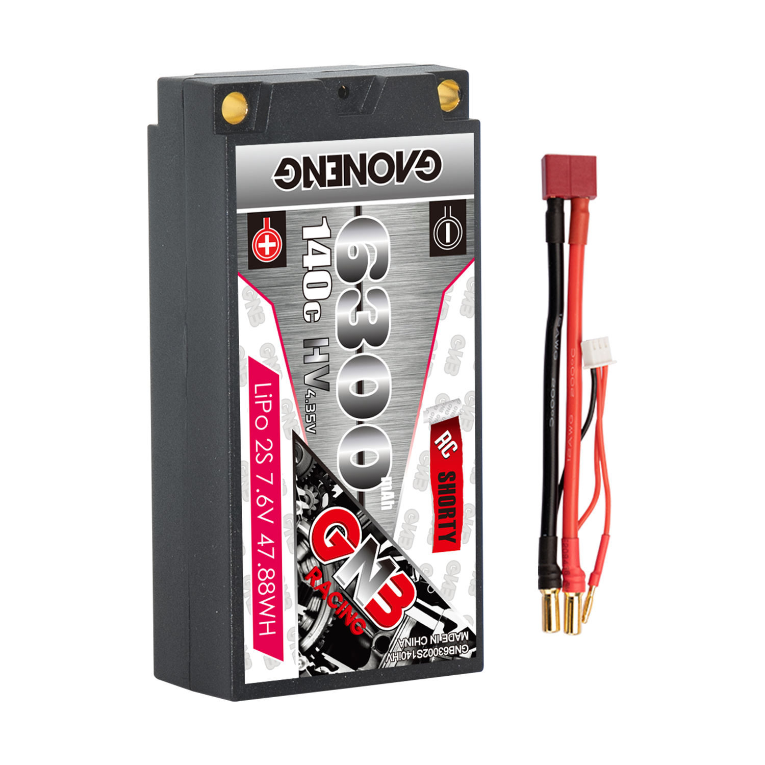 GAONENG GNB LiHV 2S 7.6V 6300mAh 140C Shorty 5mm Bullet Hard Case LiPo Battery