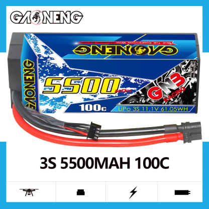 1PC - GAONENG GNB 3S 11.1V 5500mAh 100C Cabled Hard Case LiPo Battery XT60