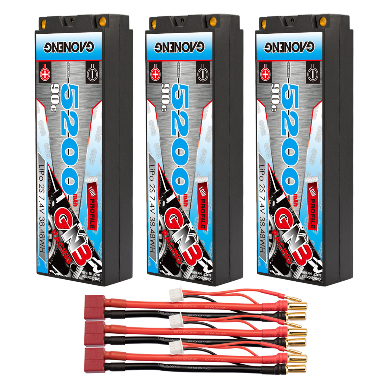 GAONENG GNB 2S 7.4V 5200mAh 90C 5mm Bullet Hard Case LiPo Battery