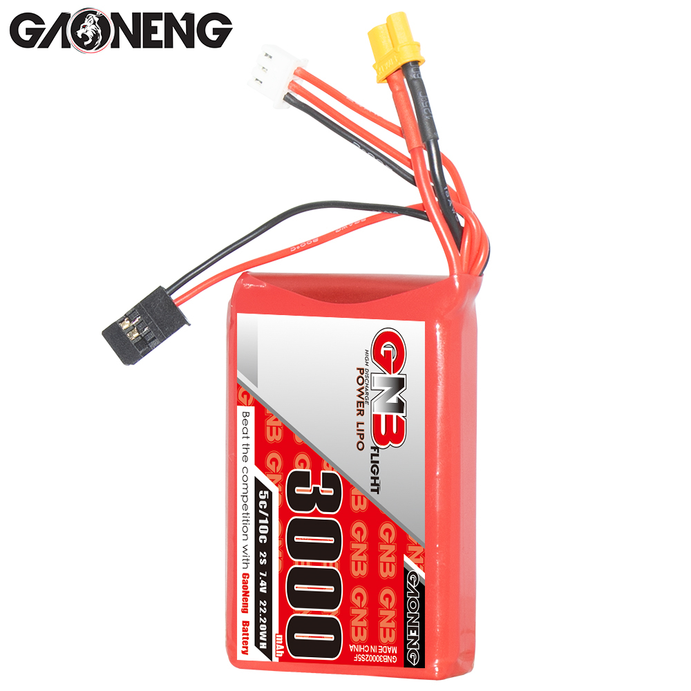 2PCS - GAONENG GNB 2S 7.4V 3000mAh 5C LiPo Battery Futaba XT30