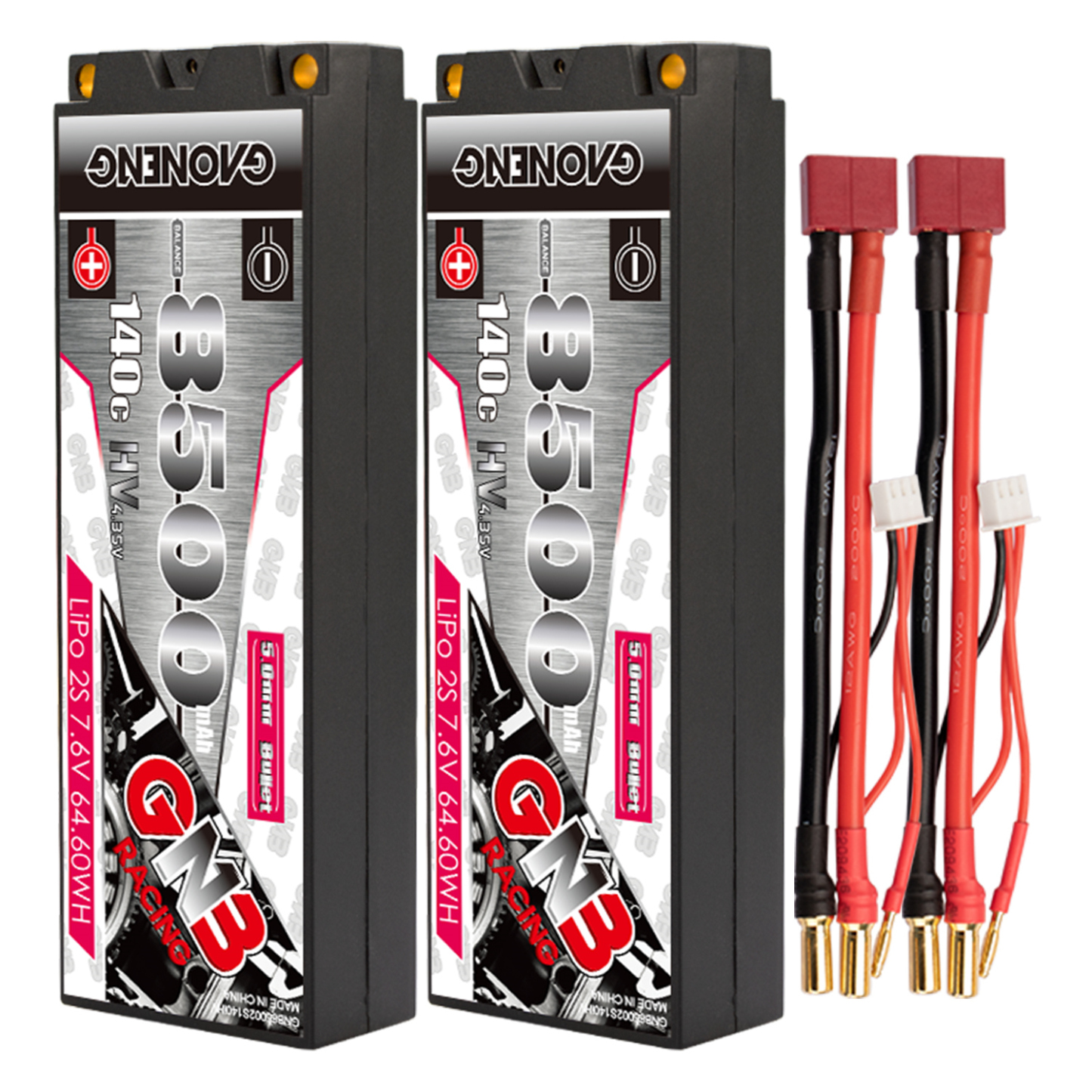 GAONENG GNB LiHV 2S 7.6V 8500mAh 140C 5mm Bullet Hard Case LiPo Battery