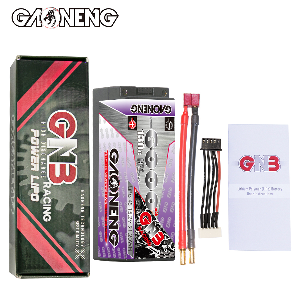 GAONENG GNB LiHV 4S 15.2V 6000mAh 130C 5mm Bullet Hard Case LiPo Battery