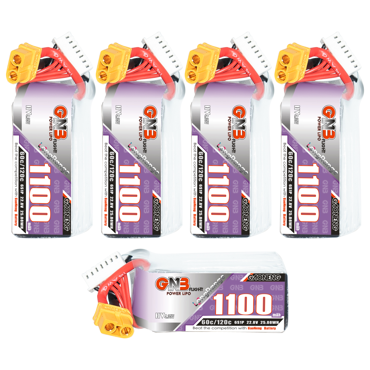 GAONENG GNB LiHV 6S 22.8V 1100mAh 60C XT30 LiPo Battery LongRange