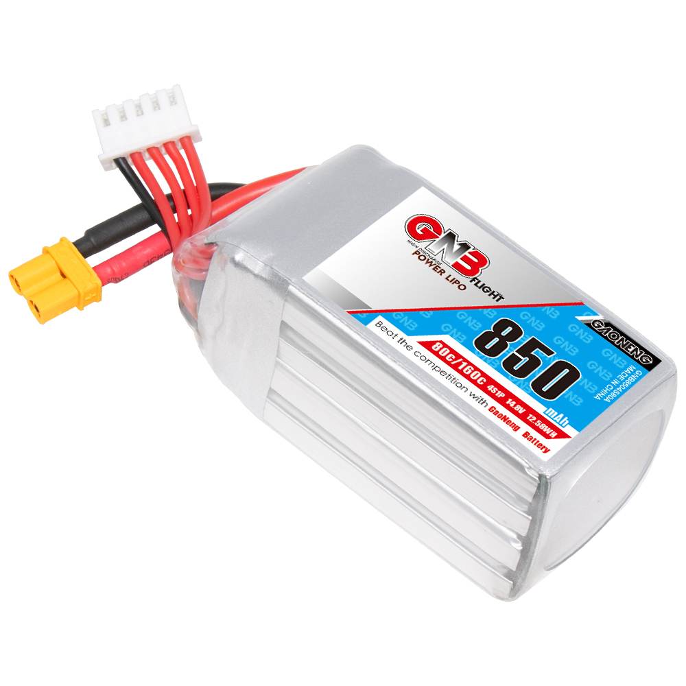 2PCS - GAONENG GNB 4S 14.8V 850mAh 80C XT30 LiPo Battery