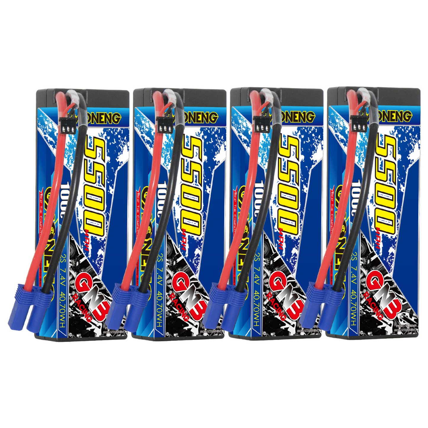 GAONENG GNB 2S 7.4V 5500mAh 100C Cabled Hard Case LiPo Battery EC5