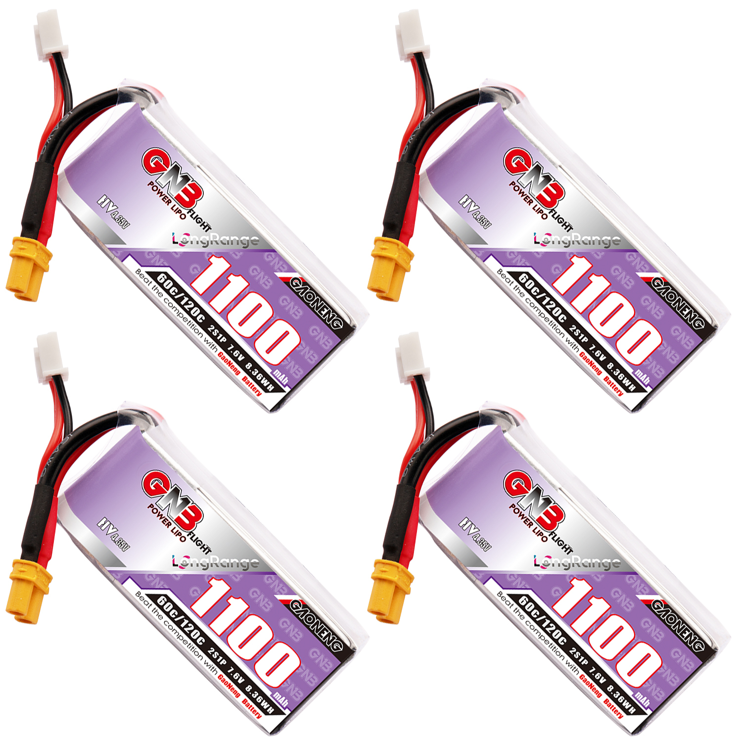 GAONENG GNB LiHV 2S 7.6V 1100mAh 60C XT30 LiPo Battery Long Range