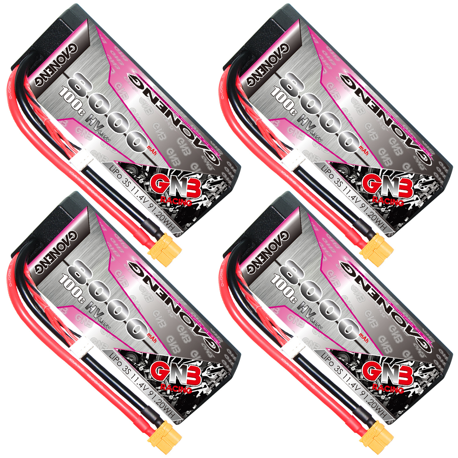 GAONENG GNB LiHV 3S 11.4V 8000mAh 100C Cabled Hard Case LiPo Battery XT60
