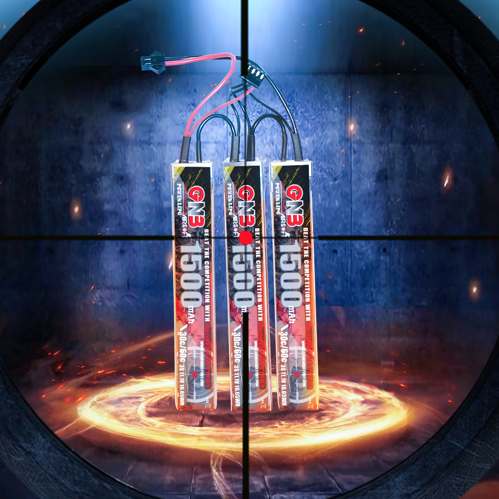 2PCS - GAONENG GNB 3S 11.1V 1500mAh 30C SM Plug 3cells LiPo Battery for AirSoft