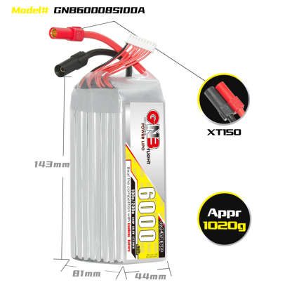 GAONENG GNB 8S 29.6V 6000mAh 100C LiPo Battery XT150