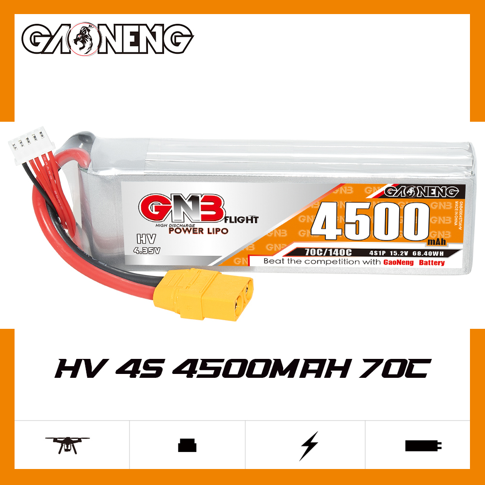 1PC - GAONENG GNB LiHV 4S 15.2V 4500mAh 70C LiPo Battery XT90