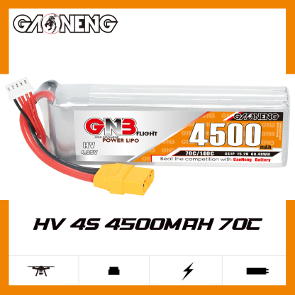 1PC - GAONENG GNB LiHV 4S 15.2V 4500mAh 70C LiPo Battery XT90