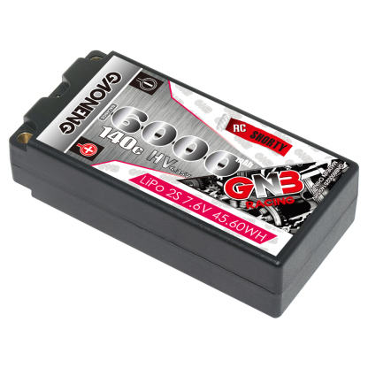 GAONENG GNB LiHV 2S 7.6V 6000mAh 140C Shorty 5mm Bullet Hard Case LiPo Battery