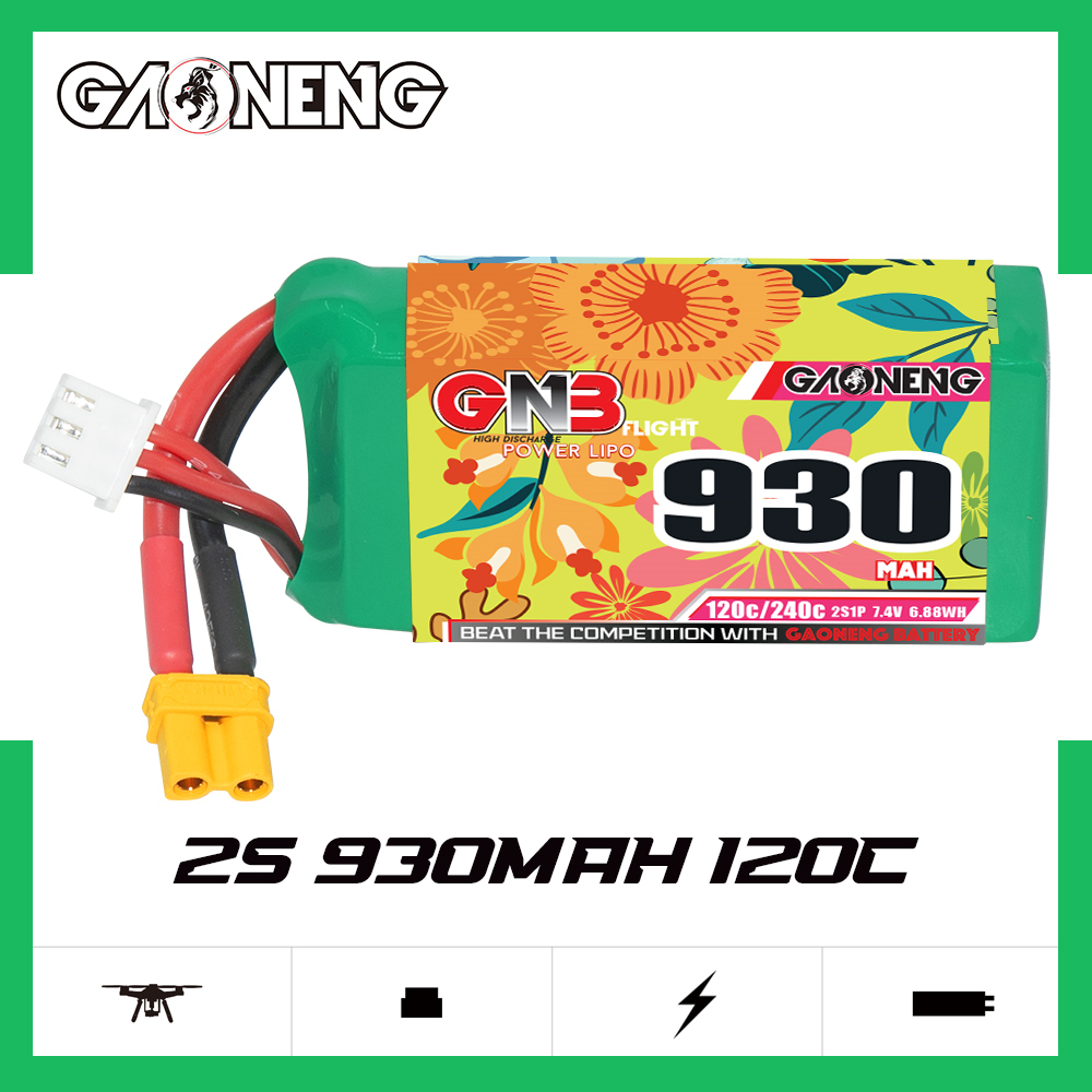GAONENG GNB 2S 7.4V 930mAh 120C XT30 LiPo Battery