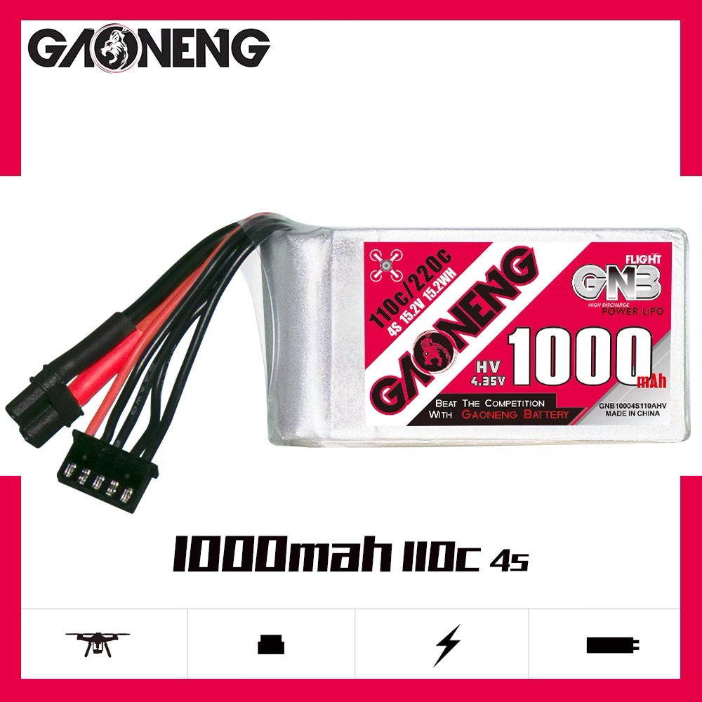 2PCS - GAONENG GNB LiHV 4S 15.2V 1000mAh 110C XT30 LiPo Battery