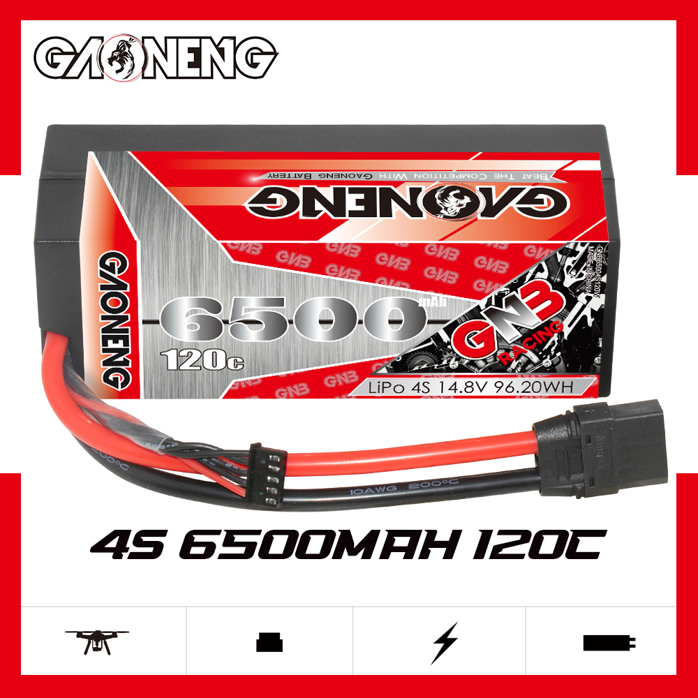 1PC - GAONENG GNB 4S 14.8V 6500mAh 120C Cabled Hard Case LiPo Battery XT90