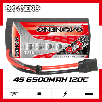 1PC - GAONENG GNB 4S 14.8V 6500mAh 120C Cabled Hard Case LiPo Battery XT90