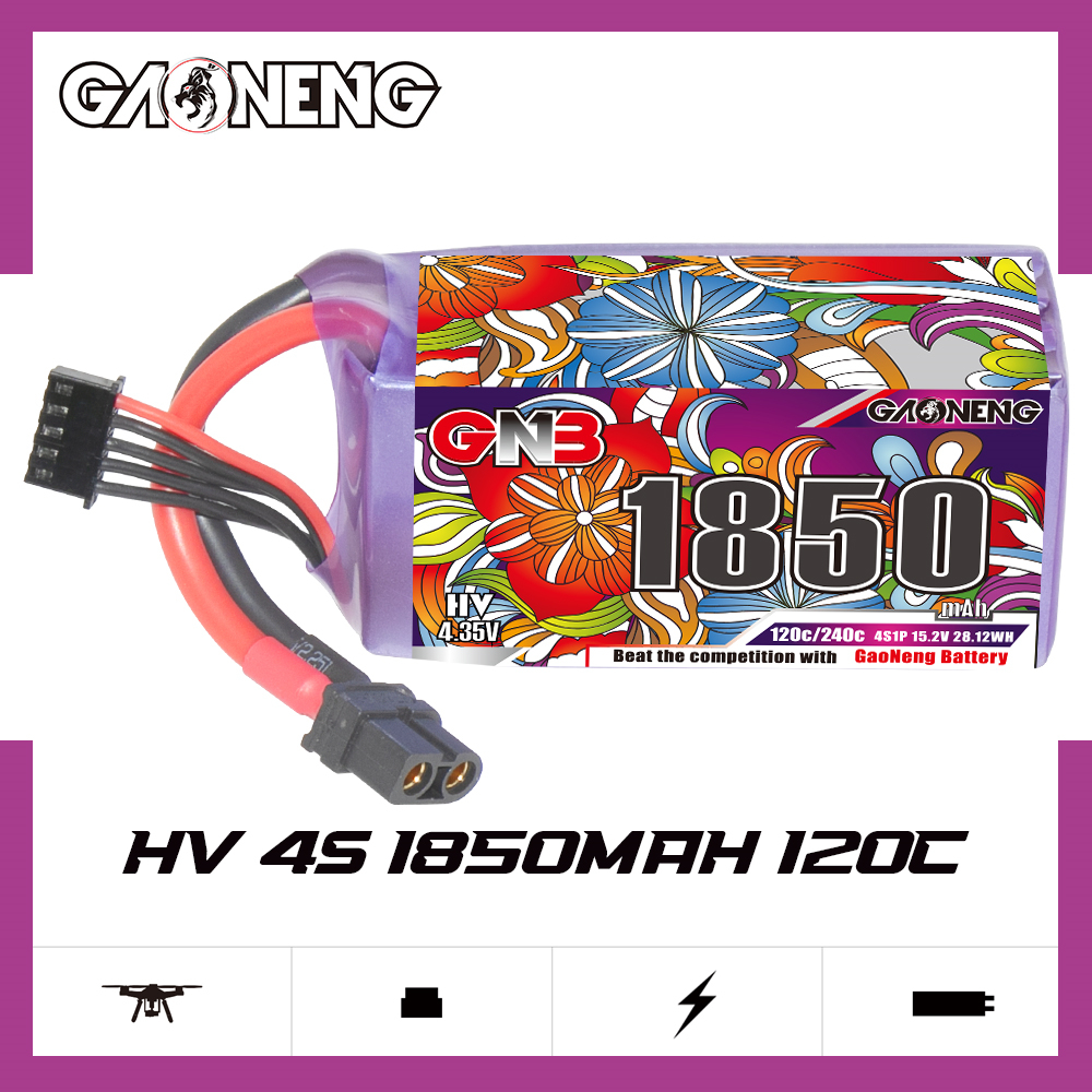 GAONENG GNB LiHV 4S 15.2V 1850mAh 120C XT60 LiPo Battery LongRange