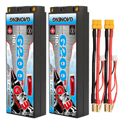 GAONENG GNB 2S 7.4V 6200mAh 90C 5mm Bullet Hard Case LiPo Battery