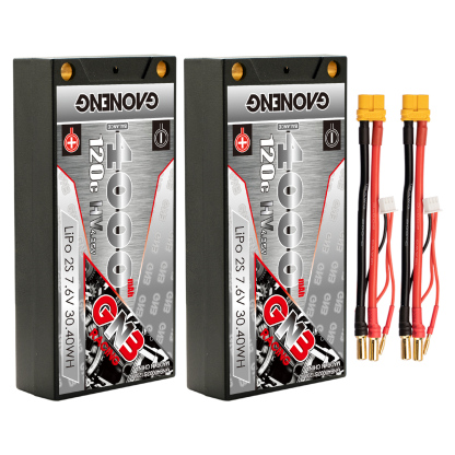 GAONENG GNB LiHV 2S 7.6V 4000mAh 120C LCG Shorty 5mm Bullet Hard Case LiPo Battery