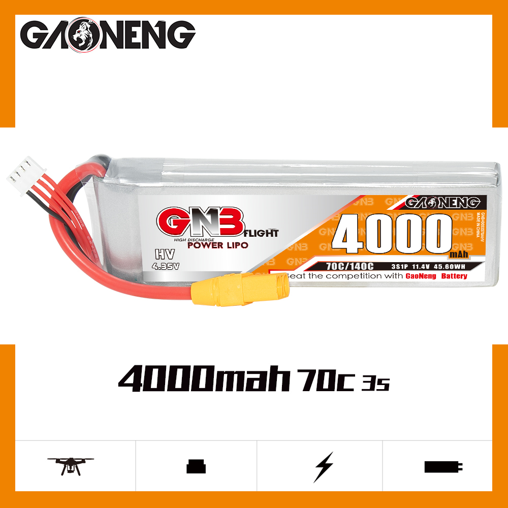 GAONENG GNB LiHV 3S 11.4V 4000mAh 70C LiPo Battery XT90