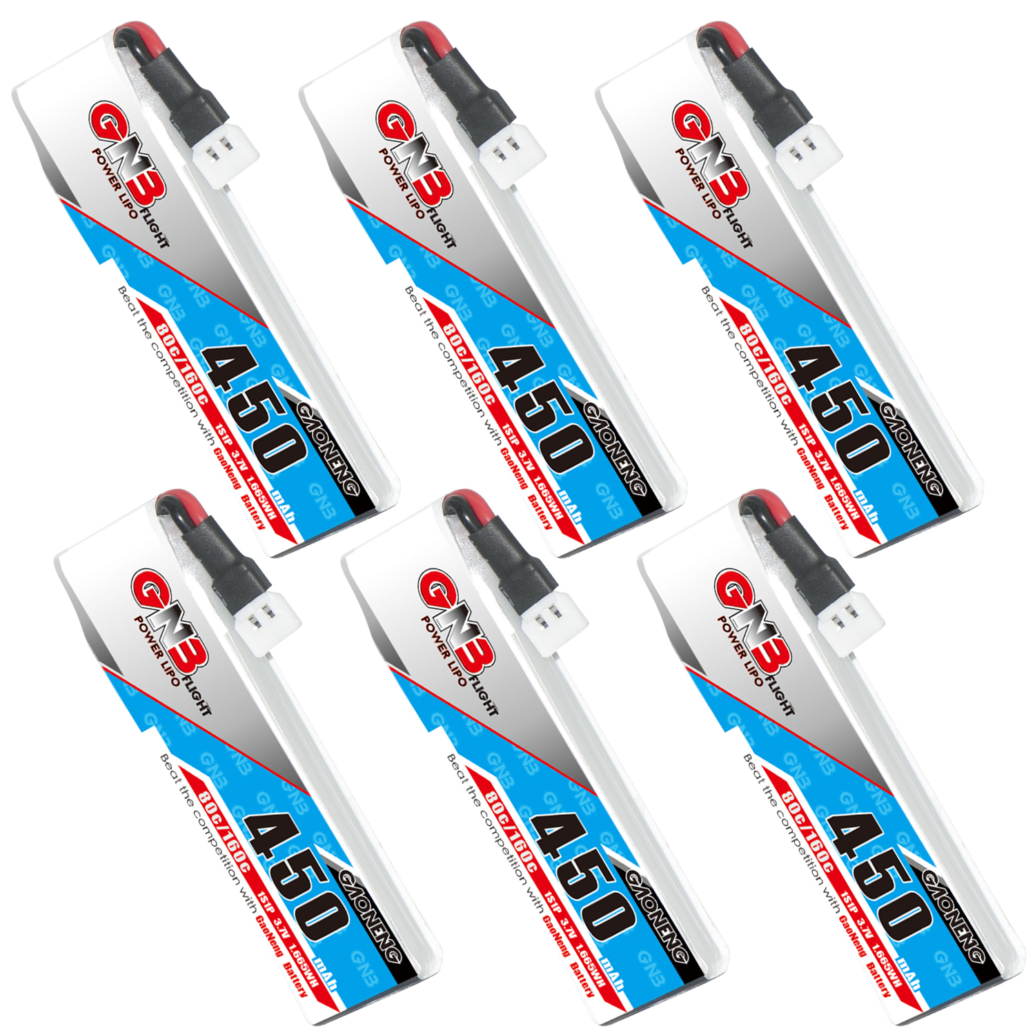 GAONENG GNB 1S 3.7V 450mAh 80C LiPo Battery Molex 51005 Plug Long Type