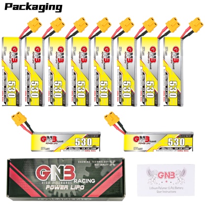 GAONENG GNB LiHV 1S 3.8V 530mAh 90C XT30 Cabled LiPo Battery