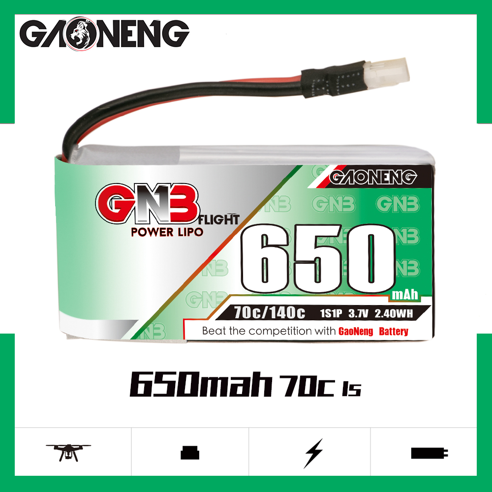 4PCS - GAONENG GNB 1S 3.7V 650mAh 70C Molex 51005 Connector LiPo Battery