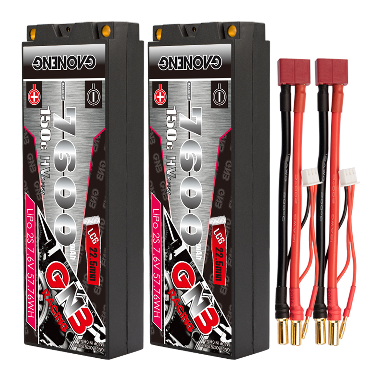 GAONENG GNB LiHV 2S 7.6V 7600mAh 150C LCG Hard Case LiPo Battery