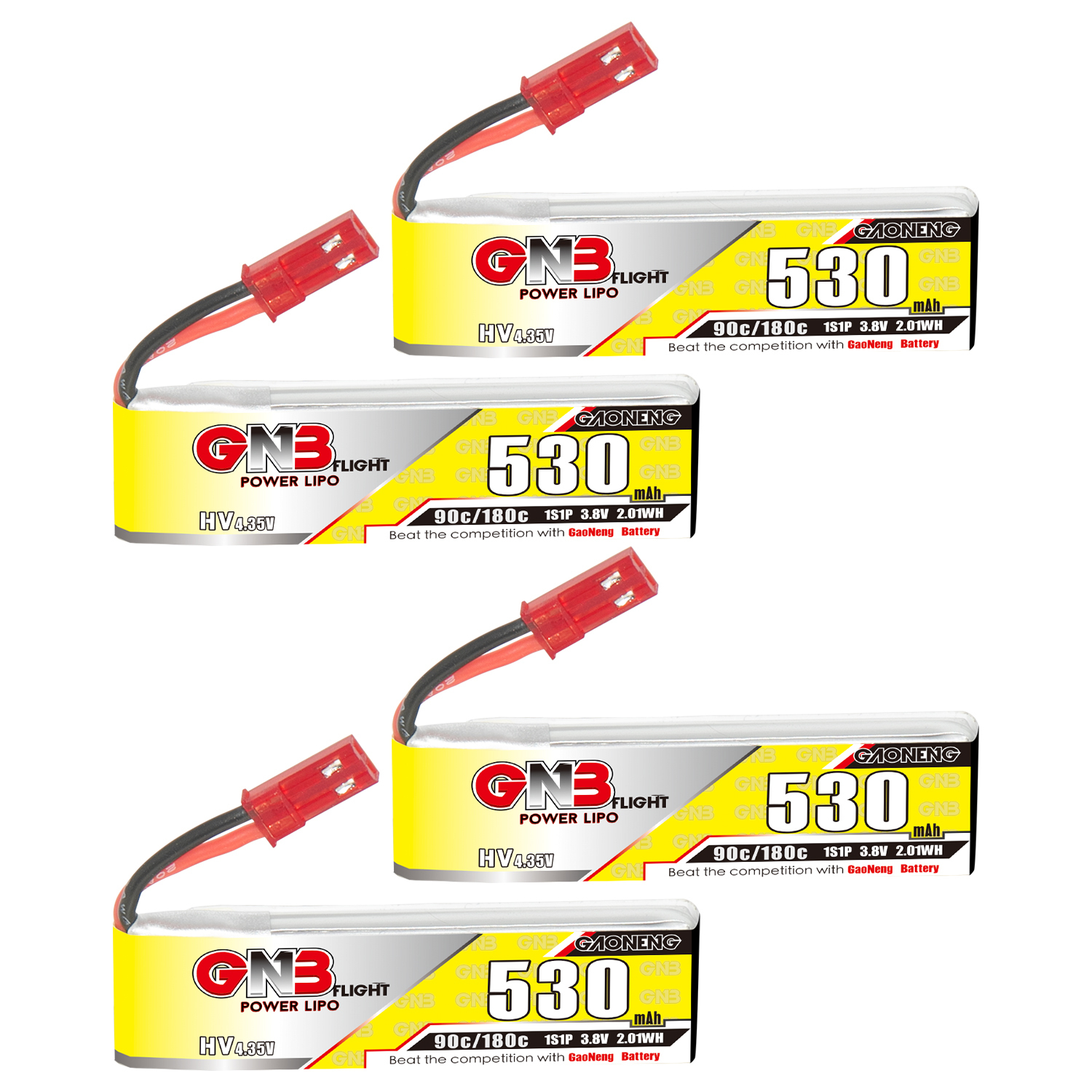 GAONENG GNB LiHV 1S 3.8V 530mAh 90C JST Cabled LiPo Battery