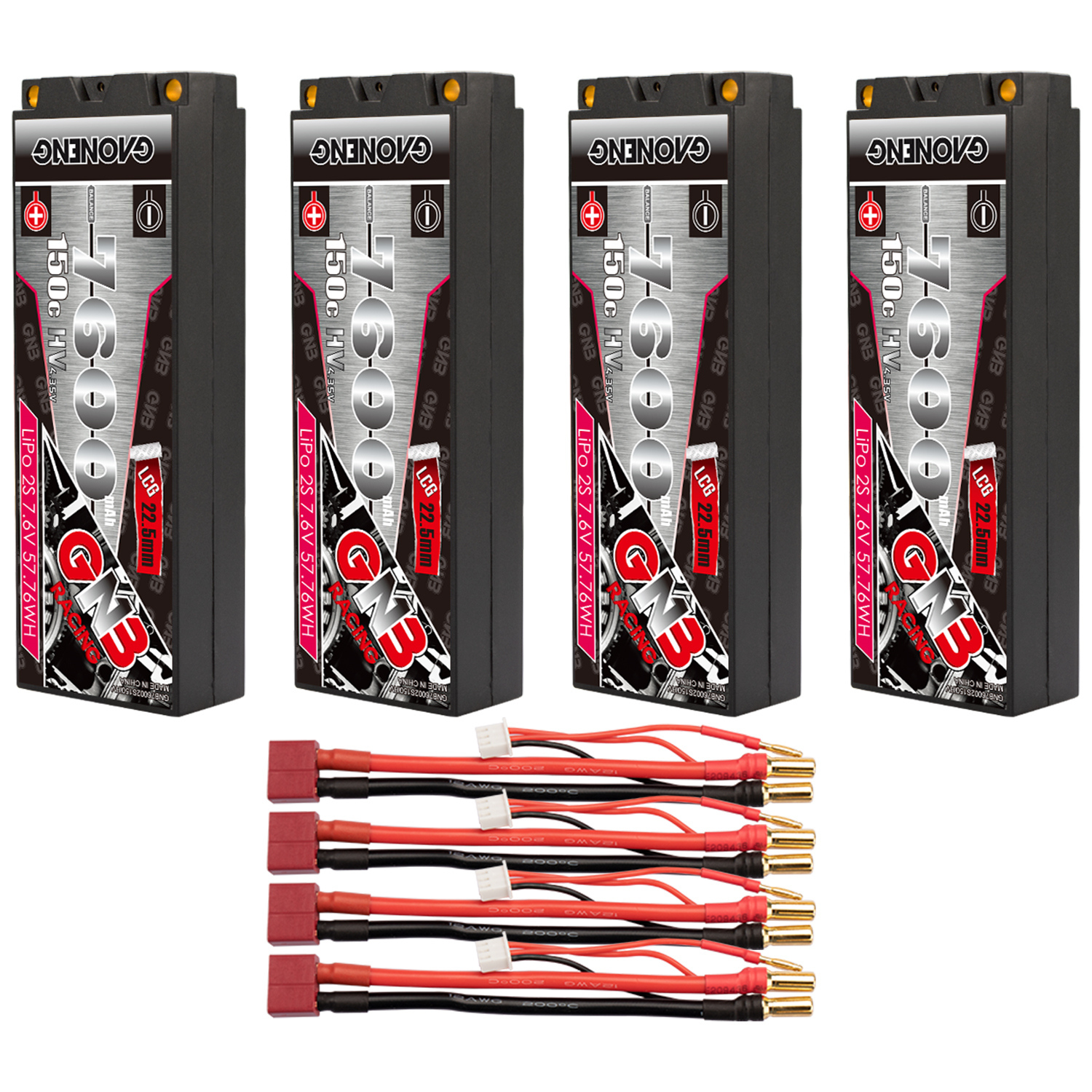 GAONENG GNB LiHV 2S 7.6V 7600mAh 150C LCG Hard Case LiPo Battery