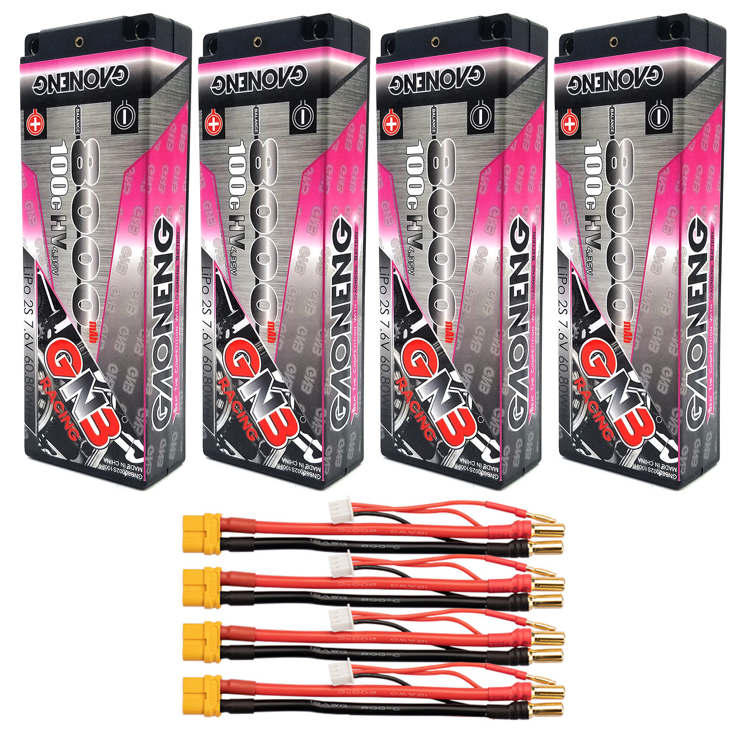 GAONENG GNB LiHV 2S 7.6V 8000mAh 100C 5mm Bullet Hard Case LiPo Battery