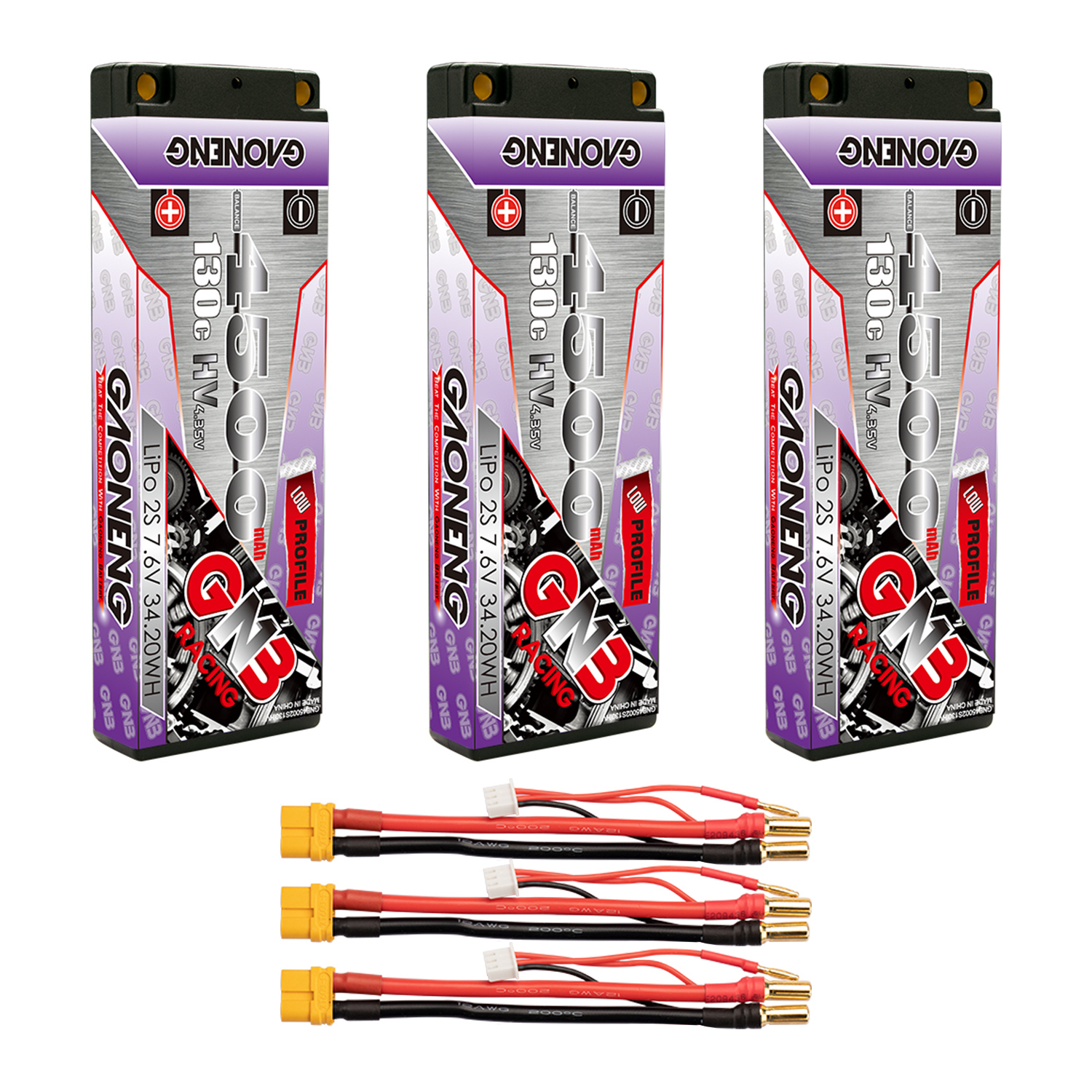 GAONENG GNB LiHV 2S 7.6V 4500mAh 130C 5mm Hard Case Ultra LCG LiPo Battery XT60