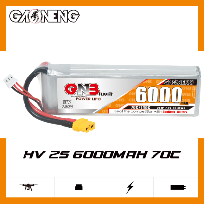 1PC - GAONENG GNB HV 2S 7.6V 6000mAh 70C LiPo Battery XT60