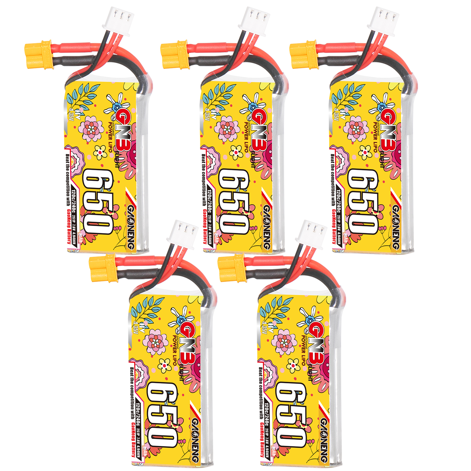 GAONENG GNB LiHV 2S 7.6V 650mAh 120C XT30 LiPo Battery