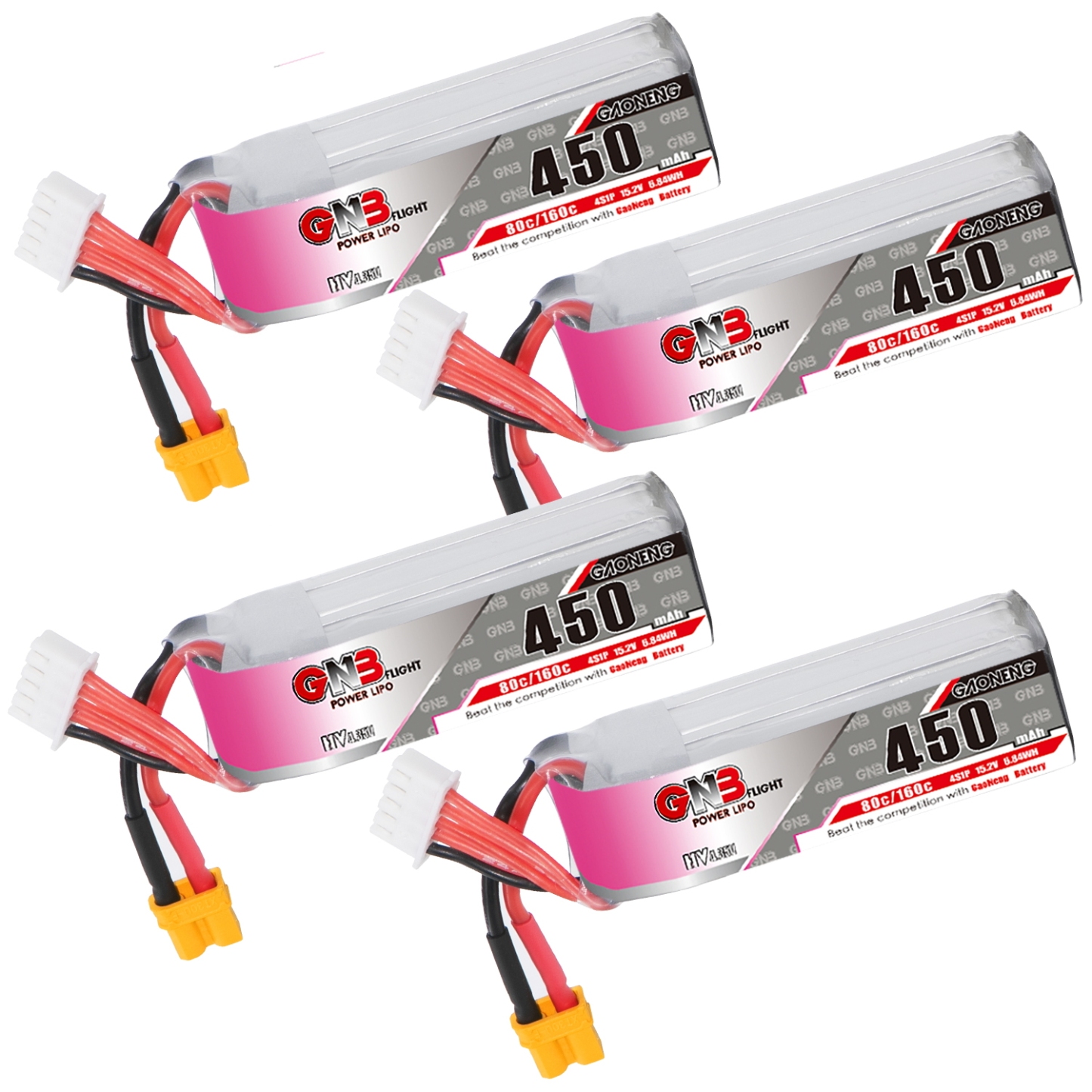 GAONENG GNB LiHV 4S 15.2V 450mAh 80C XT30 LiPo Battery Long Type