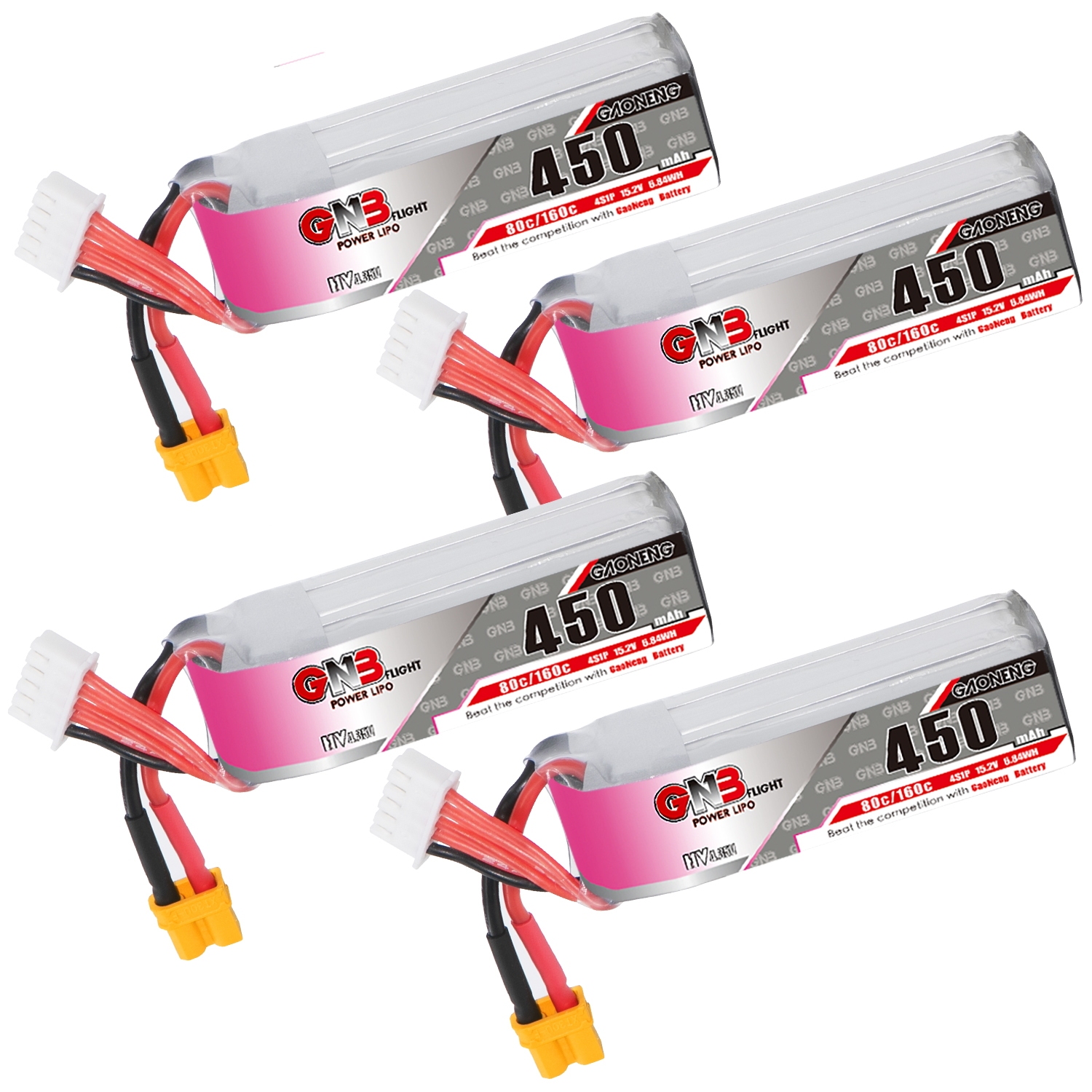 GAONENG GNB LiHV 4S 15.2V 450mAh 80C XT30 LiPo Battery Long Type