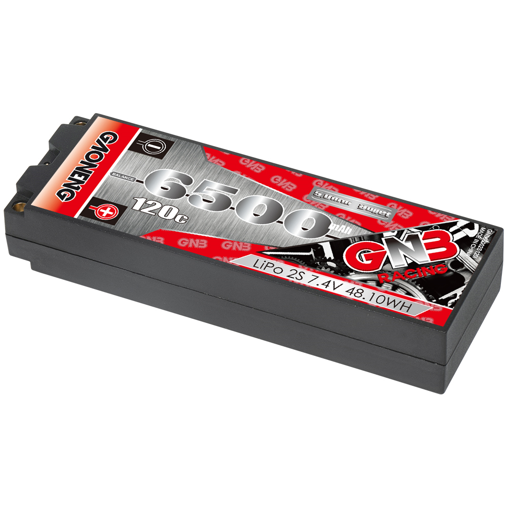 1PC - GAONENG GNB 2S 7.4V 6500mAh 120C 5mm Bullet Hard Case LiPo Battery T-PLUG